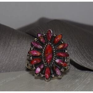 Southwestern Plum Spiny Sterling Silver Ring 6.3G / Sz 10